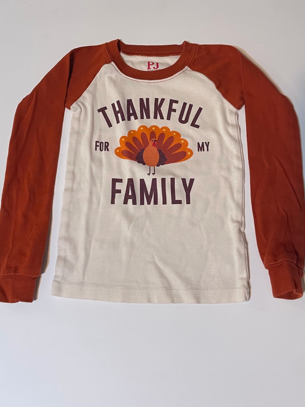 Kids 'Thankful for My Family' Long-Sleeve Thanksgiving Top - Cream & Rust 3T